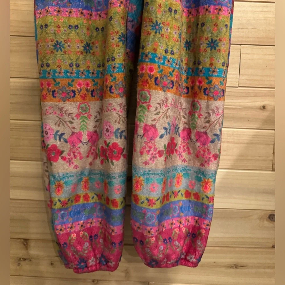 Natural Life Large Colorful Bohemian Fair Isle Print Fleece Zip Up One Piece PJ